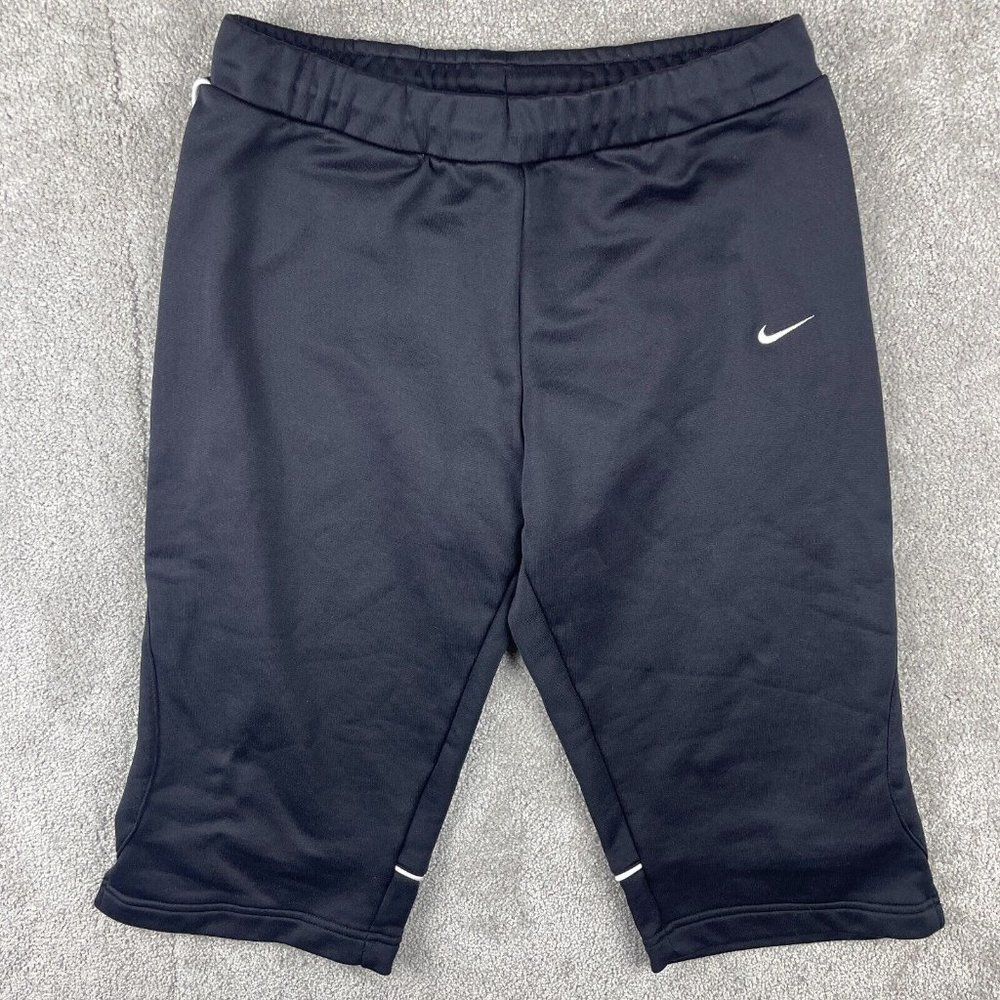 Vintage Nike Workout Capri Pants Women's Size Medium Black Fit Dry Drawstring
